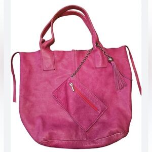 Nardelli made in Italy 🇮🇹 Barbie pink leather slouchy tote 👜
